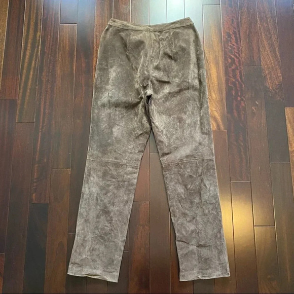 Vintage Suede Leather Pants High Waisted Straight Leg  Chocolate Brown Size 10 - Picture 16 of 16